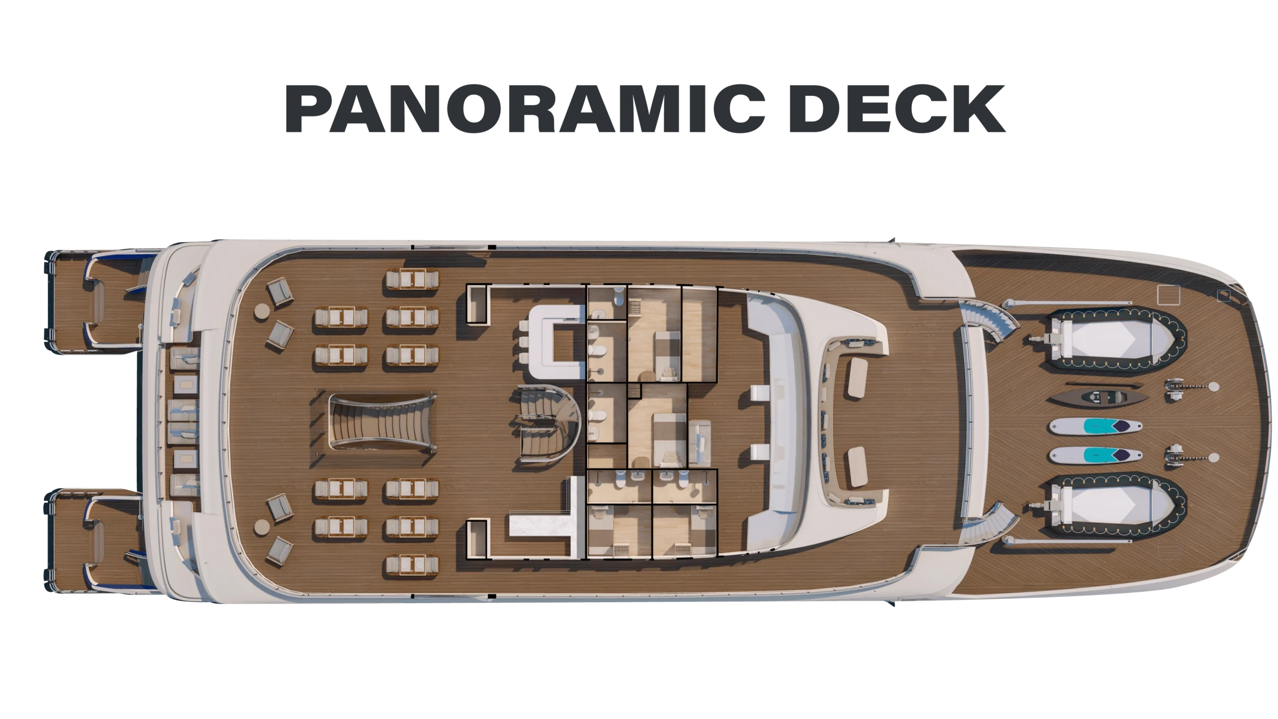 Labeled Panoramic deck - Deck plan - Hermes Galapagos Mega Catamaran (1)